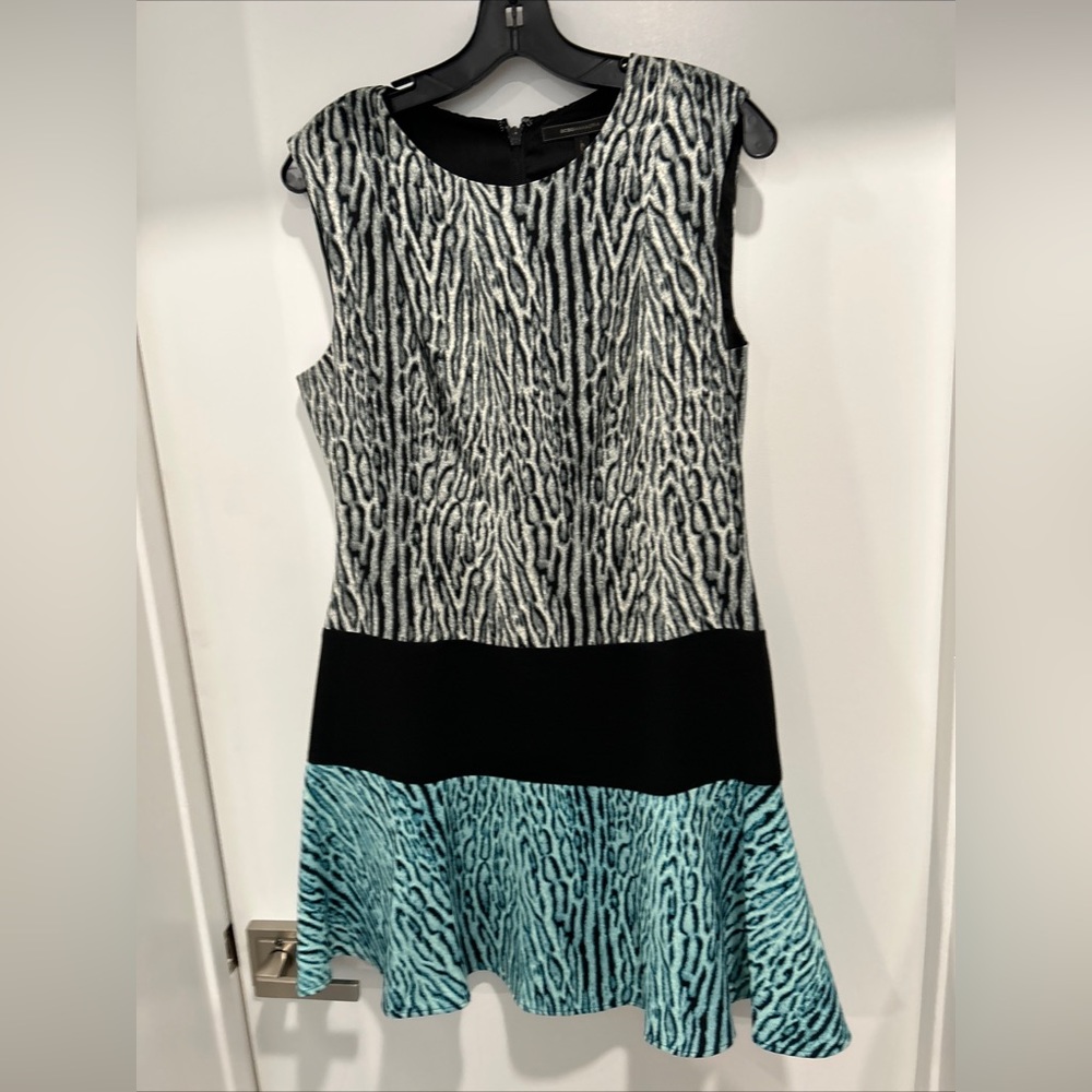 BCBG multicolored leopard print crepe dress size 10